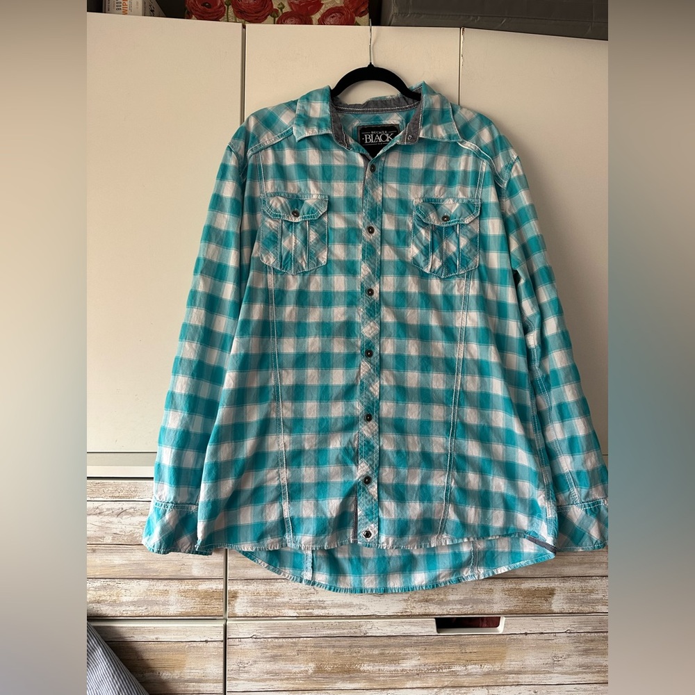 Buckle Black No 48 Plaid Shirt XL Athletic Fit Western Teal